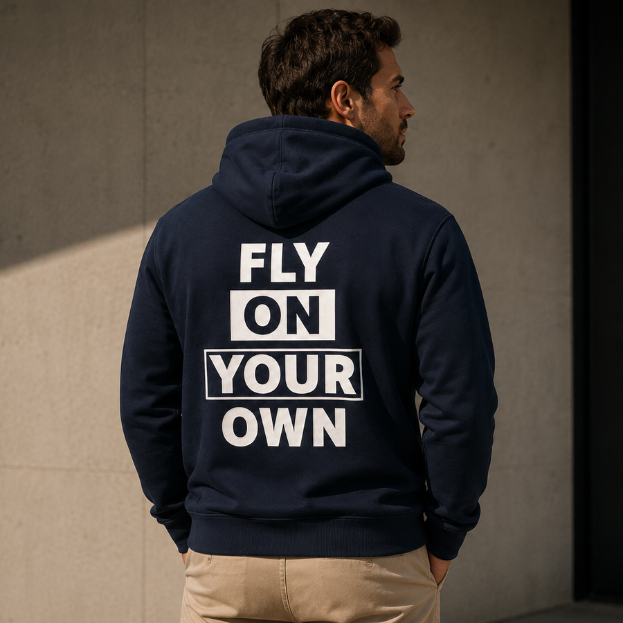 FALCO H001 — Fly On Your Own — Hoodie Bleu Marine