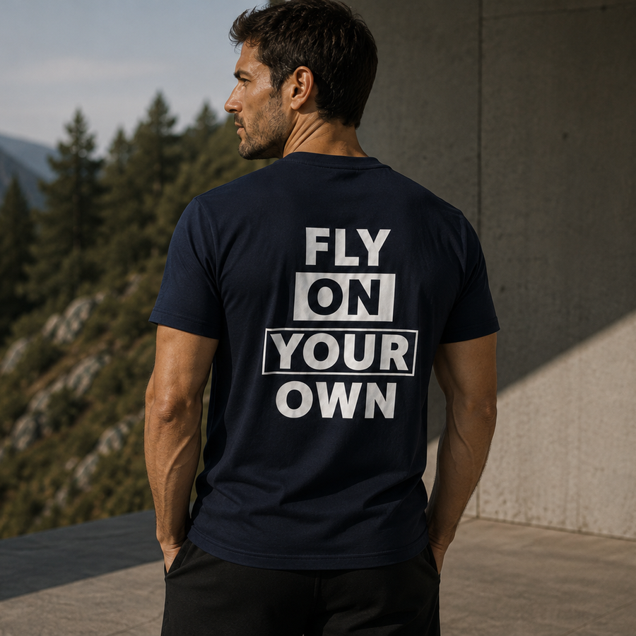FALCO T001 — Fly On Your Own — T-shirt Bleu Marine